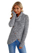 Button Wrap Turtleneck Sweater - EsaModa